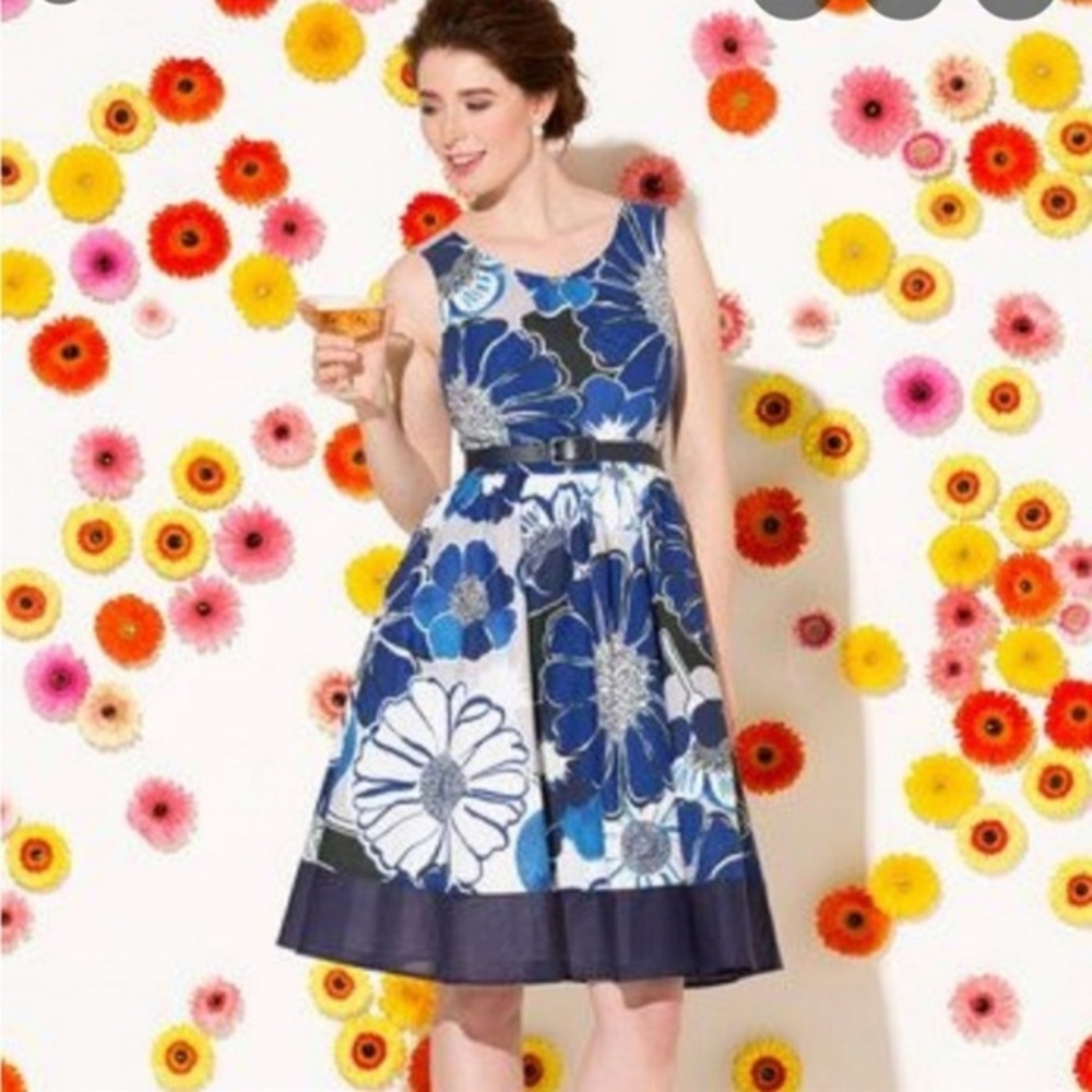 ModCloth Verve for Versailles blue floral fit and flare dress size Small - Picture 13 of 13